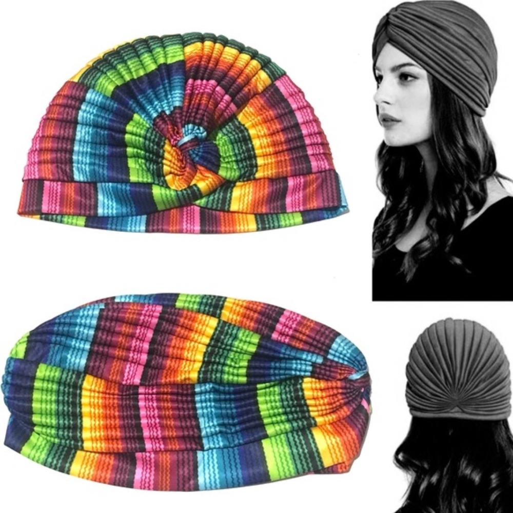 Fashion Retro Gypsy Boho colorful wrap beanie hat